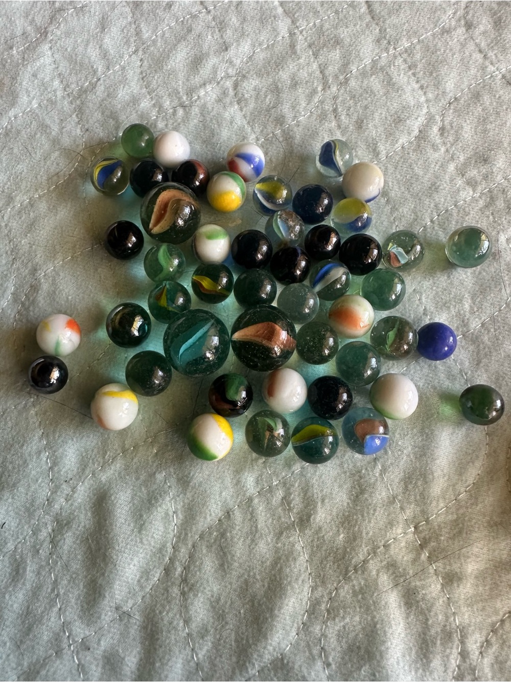 Vintage Mixed Machine-Made Glass Marble Collection 50 ct Lot